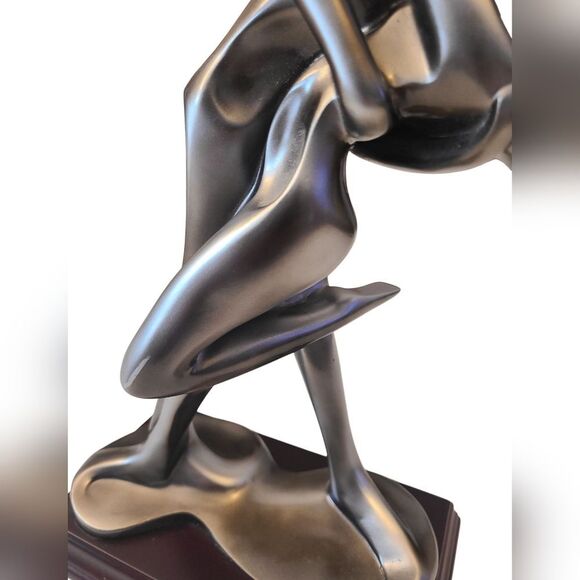 SCULPTURE Languid Dancers In A Passionate‎ Embrace Heavy Hardwood Base 15" - Picture 4 of 12